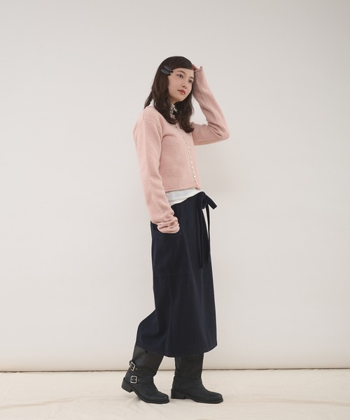 MUHET(ミュエータ)の「wool-blend tie-waist pocket skirt / ウールブレンドポケットスカート(スカート・レディース・グレー/ネイビー・LARGE/MEDIUM)」の13枚目の写真