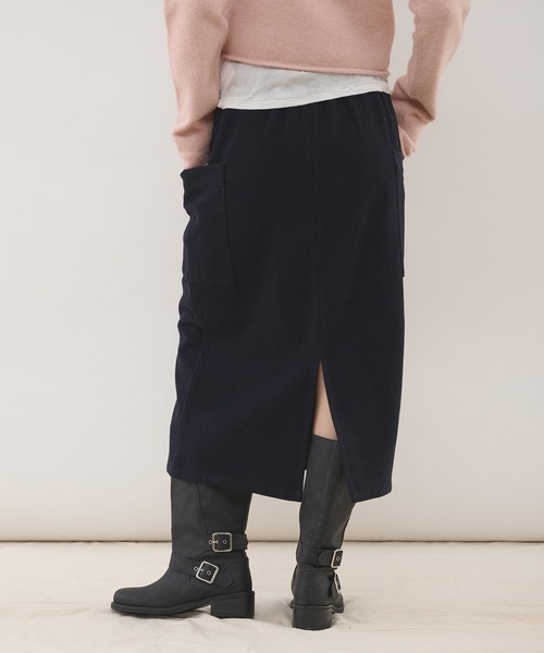 MUHET(ミュエータ)の「wool-blend tie-waist pocket skirt / ウールブレンドポケットスカート(スカート・レディース・グレー/ネイビー・LARGE/MEDIUM)」の11枚目の写真