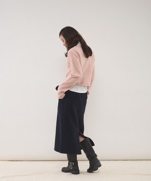 MUHET(ミュエータ)の「wool-blend tie-waist pocket skirt / ウールブレンドポケットスカート(スカート・レディース・グレー/ネイビー・LARGE/MEDIUM)」の14枚目の写真