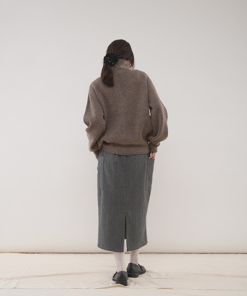 MUHET(ミュエータ)の「wool-blend tie-waist pocket skirt / ウールブレンドポケットスカート(スカート・レディース・グレー/ネイビー・LARGE/MEDIUM)」の7枚目の写真