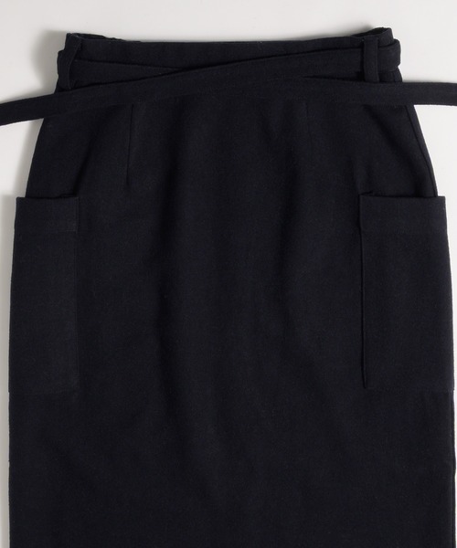 MUHET(ミュエータ)の「wool-blend tie-waist pocket skirt / ウールブレンドポケットスカート(スカート・レディース・グレー/ネイビー・LARGE/MEDIUM)」の8枚目の写真