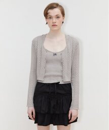 SINOON（シヌーン）の「SCALLOP PUNCHING CARDIGAN (GREY)（カーディガン/ボレロ）」