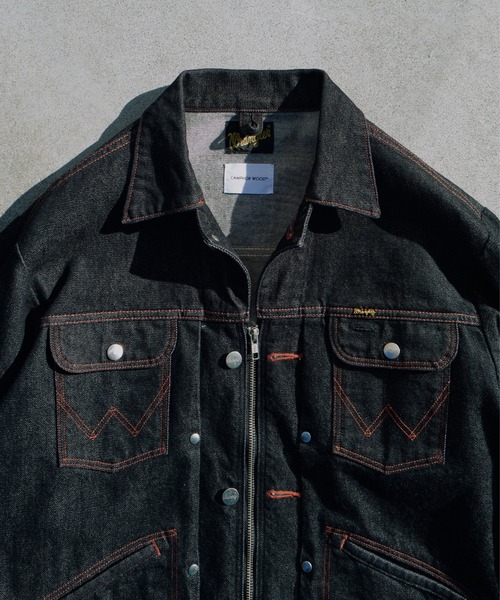 カンファーウッド× Wrangler デニムトラッカージャケット ブラック S Wrangler × CamphorWood 】custom 2way trucker denim jacket【124MJ