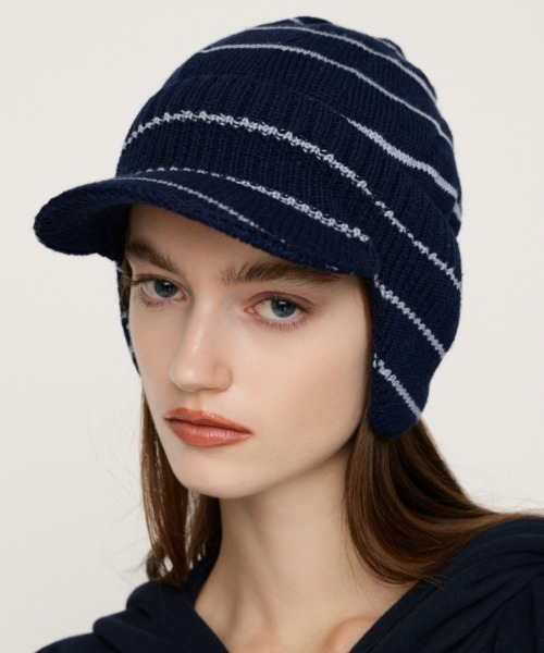 SLY（スライ）の「【2026SS新作】EAR FLAP KNIT CAP イヤーフラップ ニットキャップ 冬服 春服（ニットキャップ/ビーニー・レディース・ブラック/マルチ/杢グレー・FREE）」の3枚目の写真