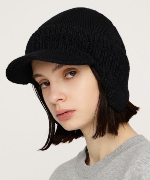 SLY（スライ）の「【2026SS新作】EAR FLAP KNIT CAP イヤーフラップ ニットキャップ 冬服 春服（ニットキャップ/ビーニー・レディース・ブラック/マルチ/杢グレー・FREE）」の2枚目の写真