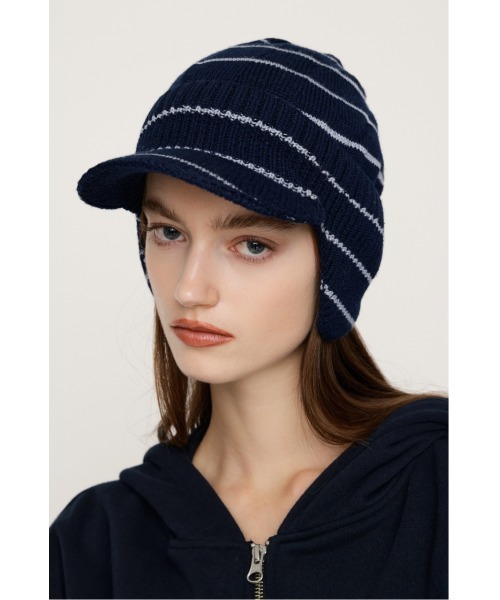 SLY（スライ）の「【2026SS新作】EAR FLAP KNIT CAP イヤーフラップ ニットキャップ 冬服 春服（ニットキャップ/ビーニー・レディース・ブラック/マルチ/杢グレー・FREE）」の21枚目の写真