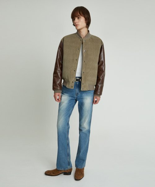 ANDROS(アンドロス)の「Corduroy Calf Leather Crop Down Jumper (Grayish Khaki)(ダウンジャケット/コート・メンズ・その他・LARGE/X-LARGE)」の1枚目の写真