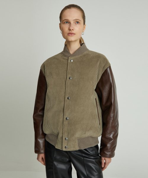 ANDROS(アンドロス)の「Corduroy Calf Leather Crop Down Jumper (Grayish Khaki)(ダウンジャケット/コート・メンズ・その他・LARGE/X-LARGE)」の2枚目の写真