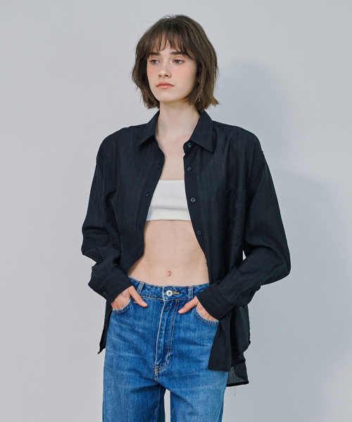 MARROT(マロット)の「レナシースルーシャツ_ブラック(シャツ/ブラウス・レディース・ブラック・FREE)」の1枚目の写真