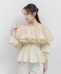 【Flower Collection】3Dフラワーケープカラーブラウス
