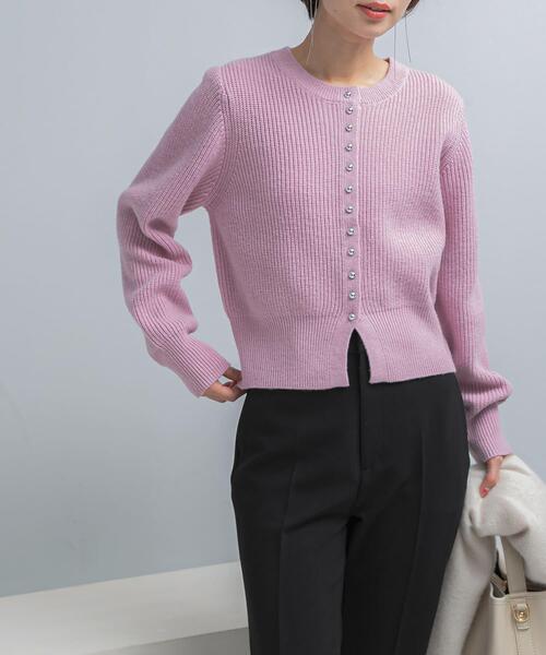 URBAN RESEARCH ROSSO WOMEN(アーバンリサーチ ロッソ)の「『WEB限定』ボタンデザインニットプルオーバー(カーディガン/ボレロ・レディース・グレー/ホワイト/ピンク・FREE)」の1枚目の写真