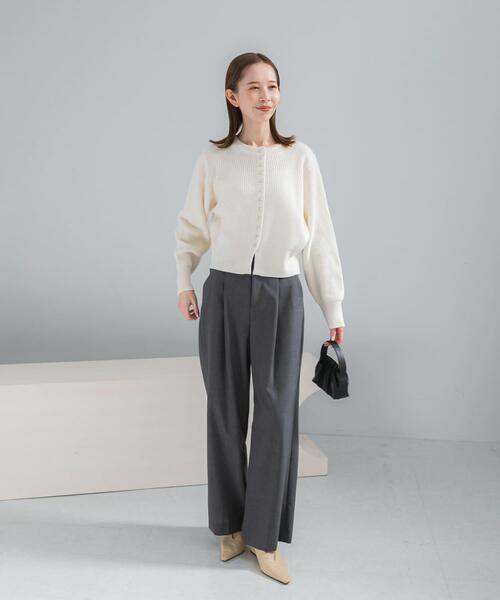 URBAN RESEARCH ROSSO WOMEN(アーバンリサーチ ロッソ)の「『WEB限定』ボタンデザインニットプルオーバー(カーディガン/ボレロ・レディース・グレー/ホワイト/ピンク・FREE)」の4枚目の写真