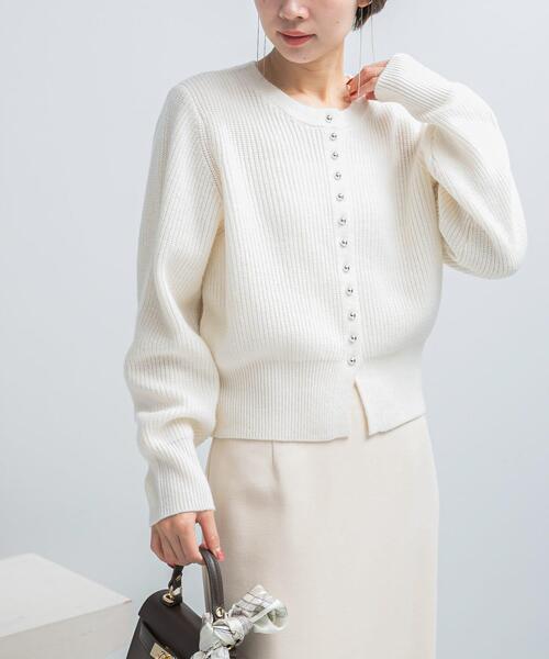 URBAN RESEARCH ROSSO WOMEN(アーバンリサーチ ロッソ)の「『WEB限定』ボタンデザインニットプルオーバー(カーディガン/ボレロ・レディース・グレー/ホワイト/ピンク・FREE)」の8枚目の写真