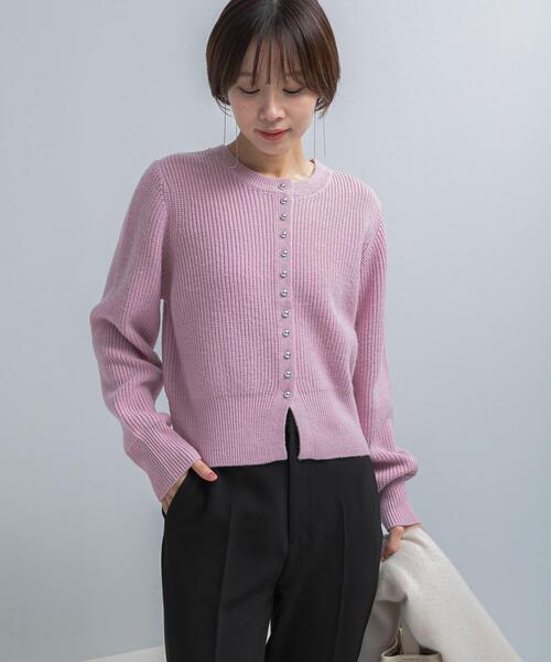 URBAN RESEARCH ROSSO WOMEN(アーバンリサーチ ロッソ)の「『WEB限定』ボタンデザインニットプルオーバー(カーディガン/ボレロ・レディース・グレー/ホワイト/ピンク・FREE)」の12枚目の写真