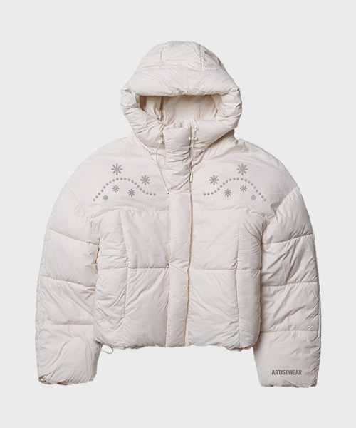 ARTISTWEAR（アーティストウェア）の「[3COLORS] ウェスタンフローラルフードクロップショートパディング（ダウンジャケット/コート・レディース・ブラック/ブラウン・MEDIUM/LARGE）」の10枚目の写真