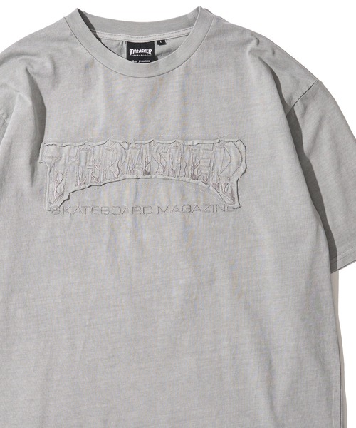 THRASHER(スラッシャー)の「【THRASHER / スラッシャー】ピグメント ダメージアップリケ クルーネックTシャツ(Tシャツ/カットソー・メンズ・グレー系1/サックスブルー/グレー系2/ピンク/ブラウン/グレー・LARGE/MEDIUM/X-LARGE)」の1枚目の写真
