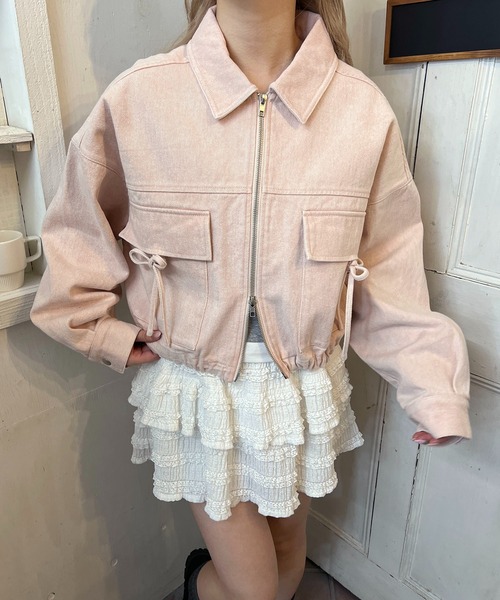 PHILLY（フィリー）の「リボンポケットジャケット（ブルゾン・レディース・ピンク/ブラック・FREE）」の2枚目の写真