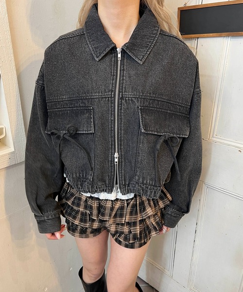 PHILLY（フィリー）の「リボンポケットジャケット（ブルゾン・レディース・ピンク/ブラック・FREE）」の3枚目の写真