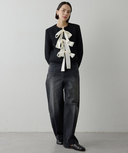 Whim Gazette(ウィムガゼット)の「ネップツイードリボンジャケット(その他アウター・レディース・ブラック・FREE)」の7枚目の写真