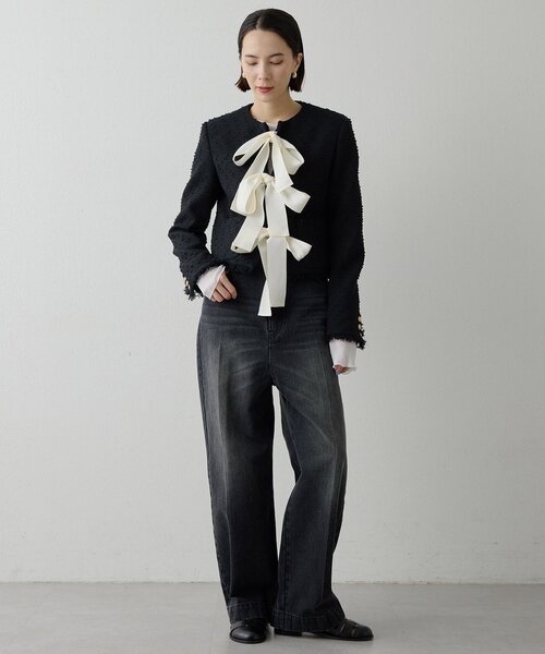 Whim Gazette(ウィムガゼット)の「ネップツイードリボンジャケット(その他アウター・レディース・ブラック・FREE)」の8枚目の写真