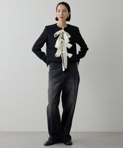 Whim Gazette(ウィムガゼット)の「ネップツイードリボンジャケット(その他アウター・レディース・ブラック・FREE)」の9枚目の写真