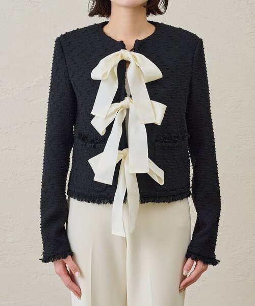 Whim Gazette(ウィムガゼット)の「ネップツイードリボンジャケット(その他アウター・レディース・ブラック・FREE)」の16枚目の写真