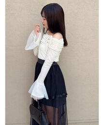 dazzlin | シアーベロアオフショルトップス(Tシャツ/カットソー)