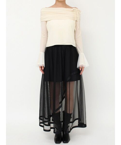 dazzlin（ダズリン）の「シアーベロアオフショルトップス（Tシャツ/カットソー・レディース・アイボリー/ブラック・FREE）」の21枚目の写真