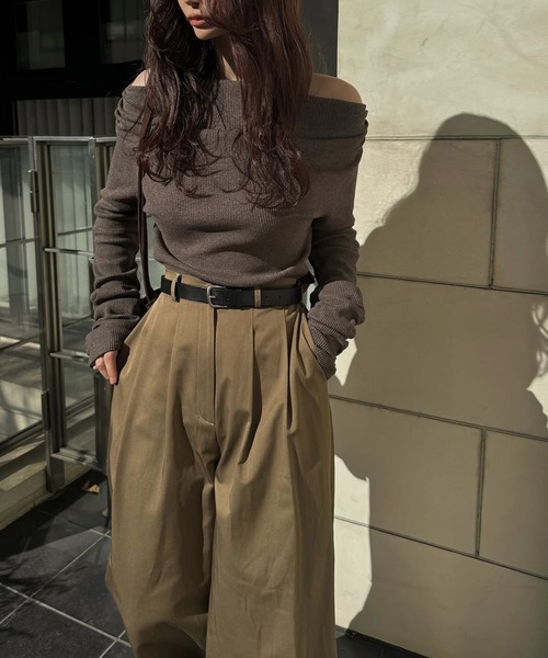 WILLFULLY(ウィルフリー)の「2way sleeve off shoulder rib tops(Tシャツ/カットソー・レディース・ブラウン系その他/タン/チャコール・FREE)」の12枚目の写真