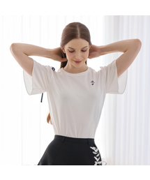 グラデーションプリントリボン半袖Tシャツ(ホワイト)
