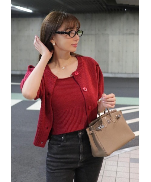 LUDICRUM(ルーディクルム)の「Low gauge knit ensemble(アンサンブル・レディース・オフホワイト/チャコールグレー/レッド・FREE)」の11枚目の写真