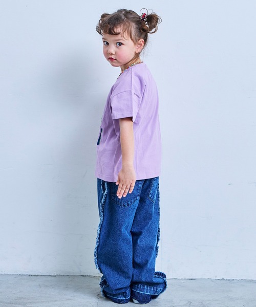 MARKEY'S（マーキーズ）の「デニムサイドフリルバギーパンツ（デニムパンツ・キッズ・ネイビー/ライトブルー・90/100/110/120/130/140/150）」の21枚目の写真