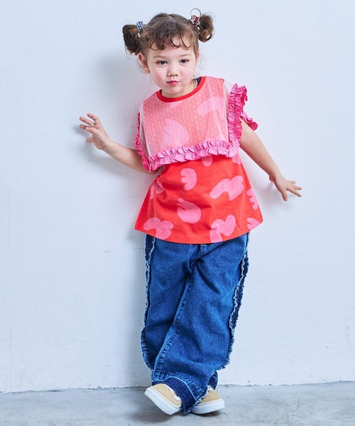 MARKEY'S（マーキーズ）の「デニムサイドフリルバギーパンツ（デニムパンツ・キッズ・ネイビー/ライトブルー・90/100/110/120/130/140/150）」の22枚目の写真