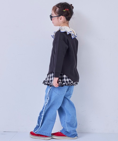 MARKEY'S（マーキーズ）の「デニムサイドフリルバギーパンツ（デニムパンツ・キッズ・ネイビー/ライトブルー・90/100/110/120/130/140/150）」の6枚目の写真