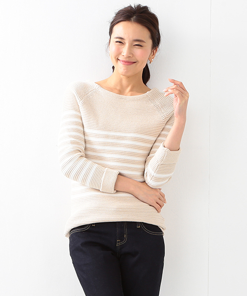 BEAMS LIGHTS Women's(ビームスライツ ウィメンズ)の「BEAMS LIGHTS / ボートネックラグラン プルオーバー(ニット/セーター・レディース・オフホワイト/グレー/ベージュ・ONE SIZE)」の3枚目の写真