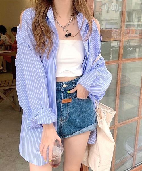 SHEENA(シーナ)の「2wayショルダースリットストライプルーズシャツ(シャツ/ブラウス・レディース・サックスブルー・M)」の22枚目の写真