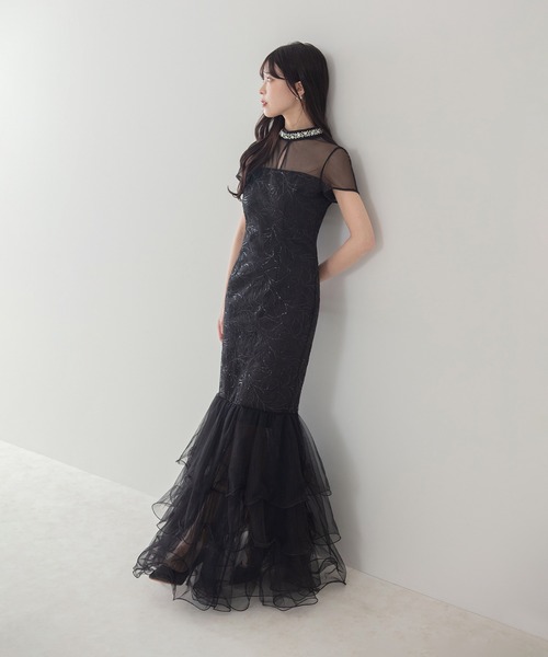 Leja(レジャ)の「【LEJA LUXE】ネックビジュースパンコールシアーティアードマーメイドドレス美脚効果結婚式 パーティードレス 成人式 二次会 同窓会 お呼ばれ オケージョン 20代 30代(ドレス・レディース・ブラック・MEDIUM/SMALL)」の12枚目の写真