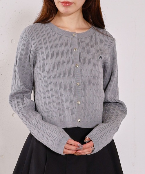 archives（アルシーヴ）の「ロゴ刺繍ニットカーディガン（カーディガン/ボレロ・レディース・ピンク/グレー/アイボリー・MEDIUM）」の13枚目の写真