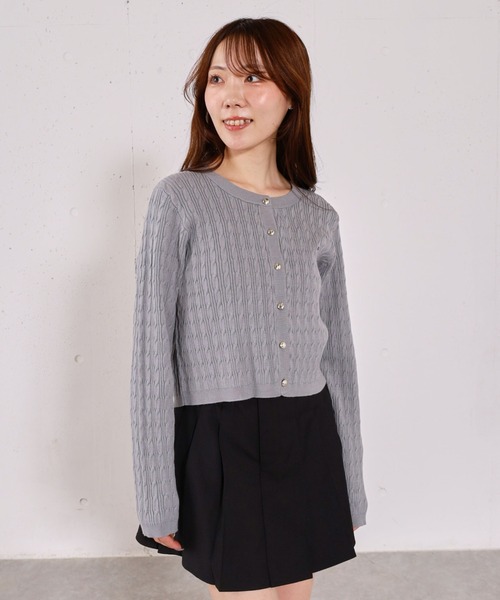 archives（アルシーヴ）の「ロゴ刺繍ニットカーディガン（カーディガン/ボレロ・レディース・ピンク/グレー/アイボリー・MEDIUM）」の12枚目の写真