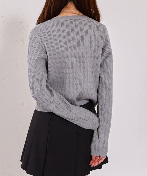 archives（アルシーヴ）の「ロゴ刺繍ニットカーディガン（カーディガン/ボレロ・レディース・ピンク/グレー/アイボリー・MEDIUM）」の15枚目の写真