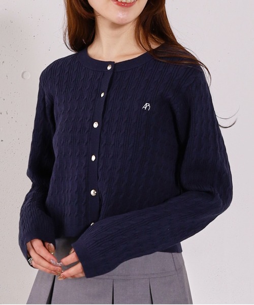 archives（アルシーヴ）の「ロゴ刺繍ニットカーディガン（カーディガン/ボレロ・レディース・ピンク/グレー/アイボリー・MEDIUM）」の20枚目の写真