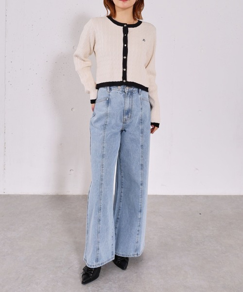 archives（アルシーヴ）の「ロゴ刺繍ニットカーディガン（カーディガン/ボレロ・レディース・ピンク/グレー/アイボリー・MEDIUM）」の8枚目の写真