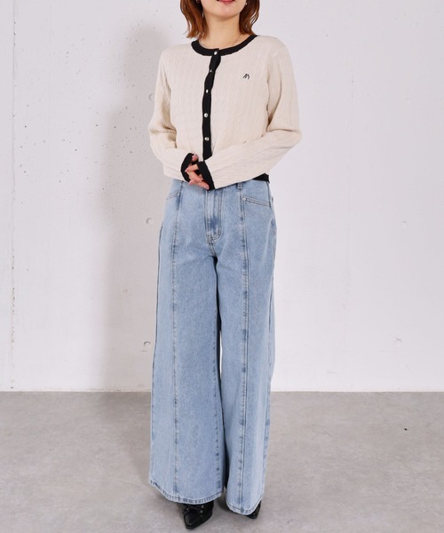 archives（アルシーヴ）の「ロゴ刺繍ニットカーディガン（カーディガン/ボレロ・レディース・ピンク/グレー/アイボリー・MEDIUM）」の9枚目の写真