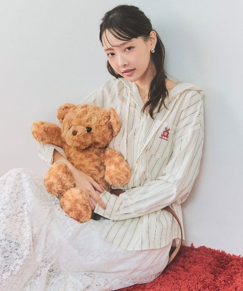 REDYAZEL（レディアゼル）の「Azelyハートストライプフードシャツブラウス（シャツ/ブラウス・レディース・ブルー/ホワイト/イエロー・FREE）」の4枚目の写真