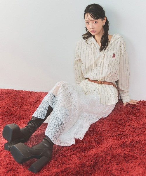 REDYAZEL（レディアゼル）の「Azelyハートストライプフードシャツブラウス（シャツ/ブラウス・レディース・ブルー/ホワイト/イエロー・FREE）」の6枚目の写真