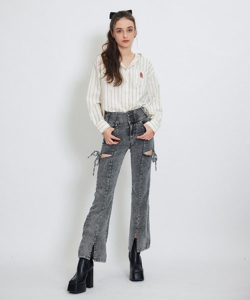 REDYAZEL（レディアゼル）の「Azelyハートストライプフードシャツブラウス（シャツ/ブラウス・レディース・ブルー/ホワイト/イエロー・FREE）」の7枚目の写真