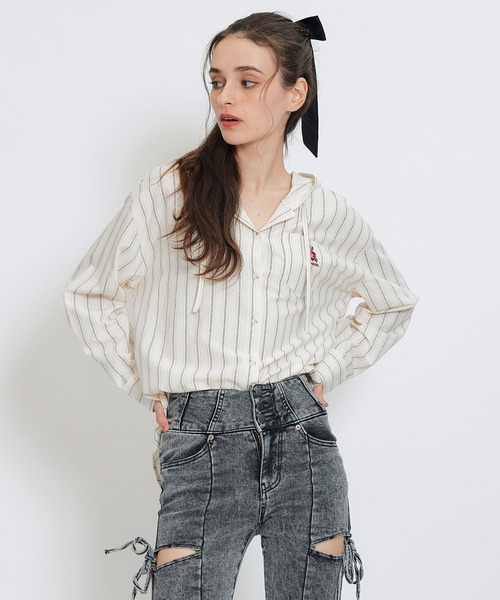 REDYAZEL（レディアゼル）の「Azelyハートストライプフードシャツブラウス（シャツ/ブラウス・レディース・ブルー/ホワイト/イエロー・FREE）」の12枚目の写真