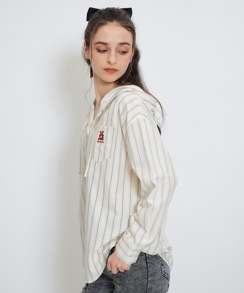 REDYAZEL（レディアゼル）の「Azelyハートストライプフードシャツブラウス（シャツ/ブラウス・レディース・ブルー/ホワイト/イエロー・FREE）」の13枚目の写真