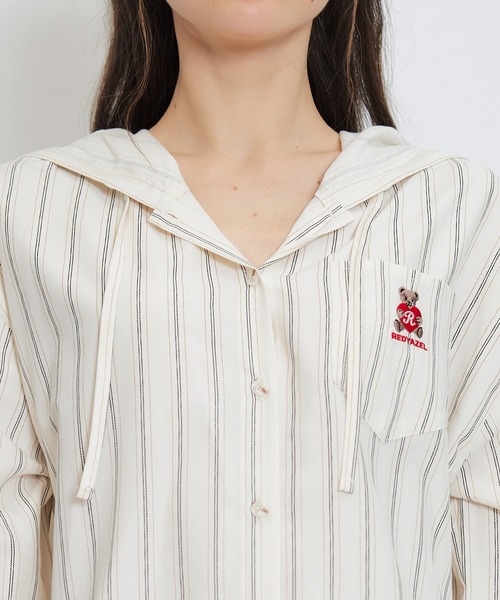 REDYAZEL（レディアゼル）の「Azelyハートストライプフードシャツブラウス（シャツ/ブラウス・レディース・ブルー/ホワイト/イエロー・FREE）」の15枚目の写真
