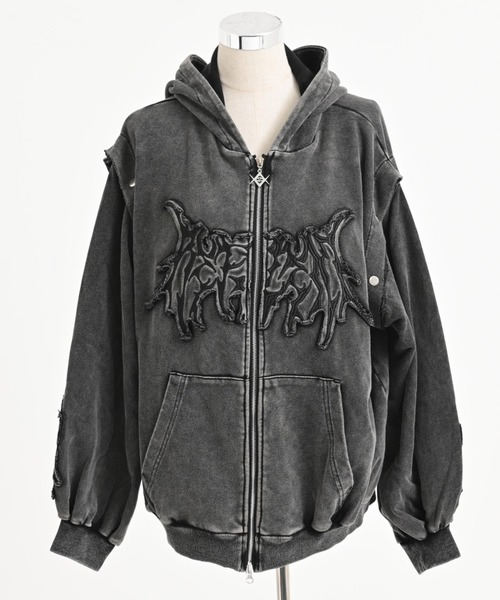 REFLEM（レフレム）の「『REFLEM/レフレム』猫耳セパレートスリーブZIPフーディー/ジップパーカー（パーカー・レディース・ブラック/グレー・FREE）」の3枚目の写真